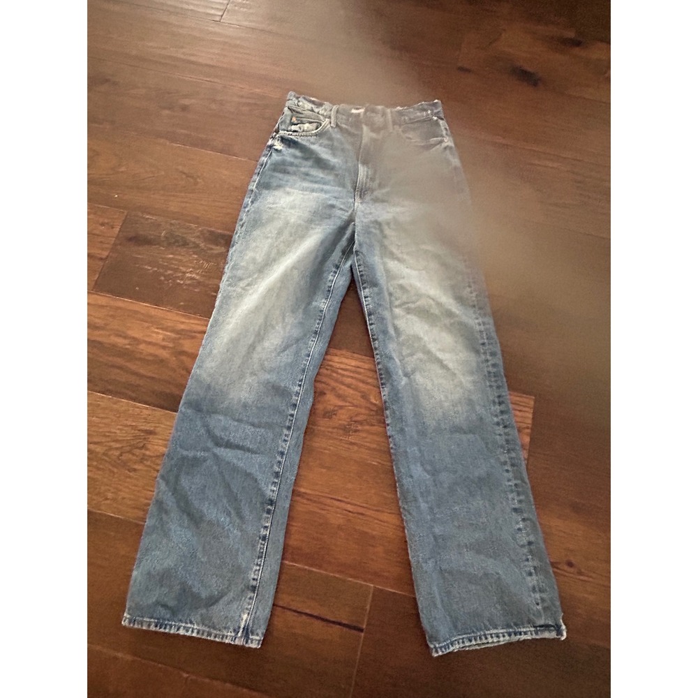 Mother Superior High Waisted Wide Leg Distressed Jeans Medium Wash Size 26